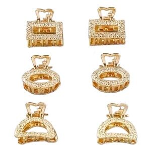 Mini Hollow Shark Hair Claw Clips Gold Accessories NEW Lot of 6 Geometric Set